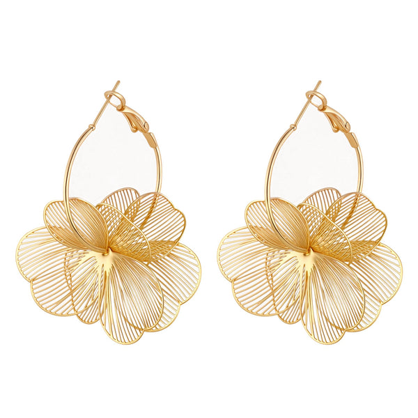 Floral Filigree Statement Hoop Earrings