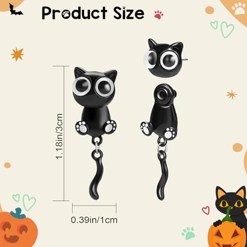 Adorable Black Cat Earrings for Women Cute Cat Paw Stud Earrings Halloween Christmas Jewelry Gifts
