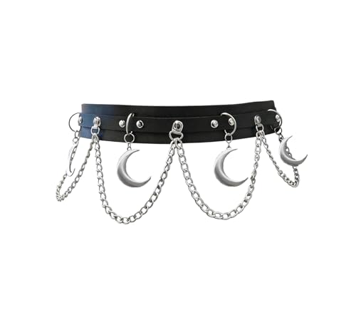 Gothic Moon Waist Chain Belt — Goth Rave Witch Accessory for Women (Halloween & Christmas)