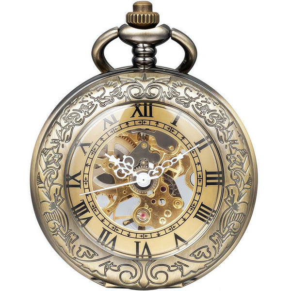 Mechanical Pocket Watch, for Men Women Special Magnifier Half Hunter E