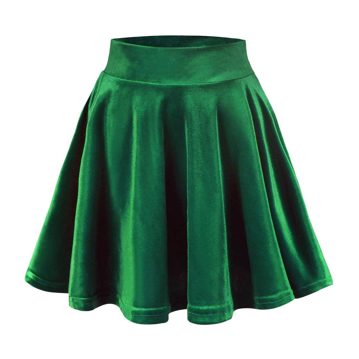 Urban CoCo Women's Crushed Velvet Mini Skater Skirt Pleated Stretchy A-Line