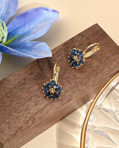Vintage 14K Gold Plated Flower Birthstone Earrings