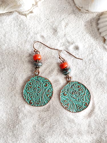 Antique Turquoise Bohemian Drop Earrings