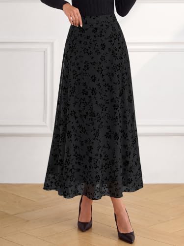 BTFBM Womens Floral Mesh Maxi Skirts Long Tulle Skirt