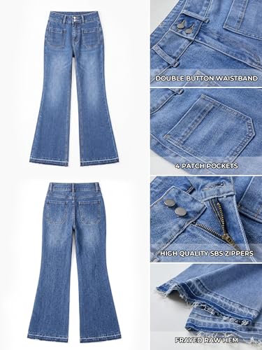 Flare Jeans For Women Frayed Hems Bell Bottom Jeans Mid High Waisted