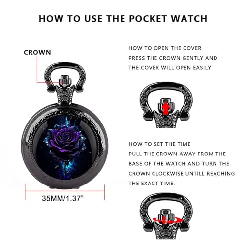 Vintage Pocket Watch for Women Men Graphic Design Quartz Pocket Watche