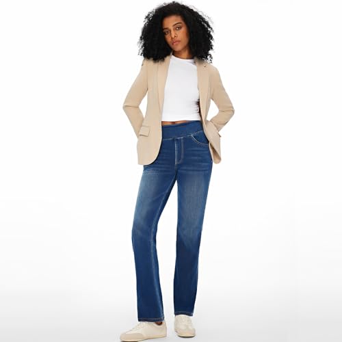 Fanica High Rise Bootcut Jeans For Women, Stretchy Pull On Elastic