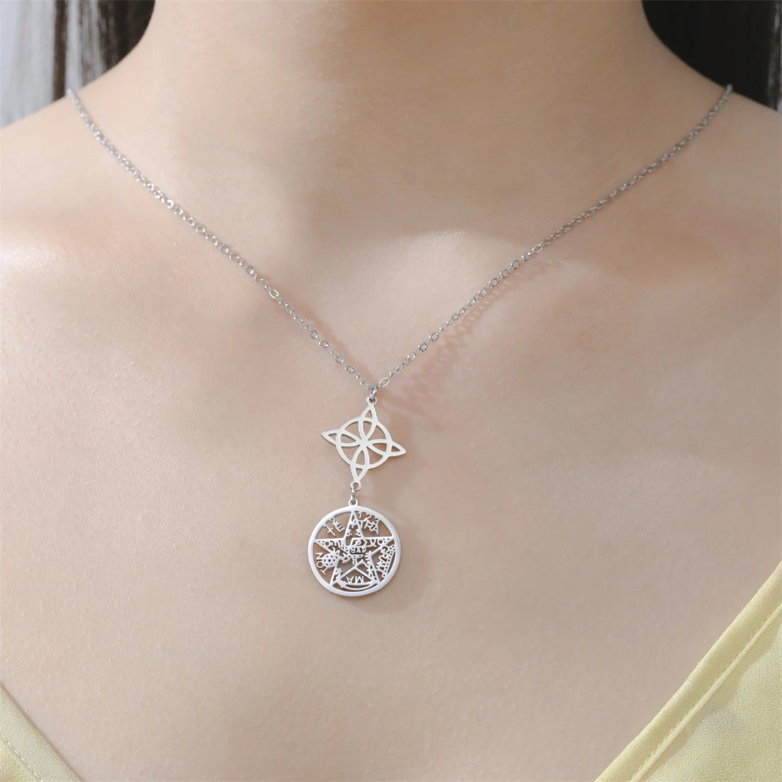Stainless Steel Pentagram Necklace Tetragrammaton