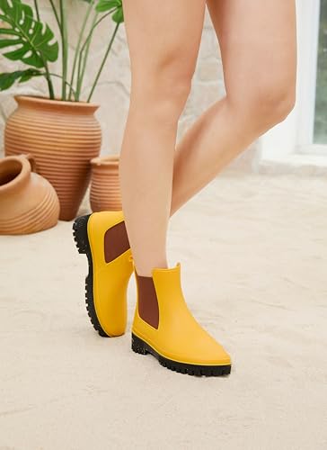 Women's Short Rain Boots Waterproof Chelsea Rain Boots For
