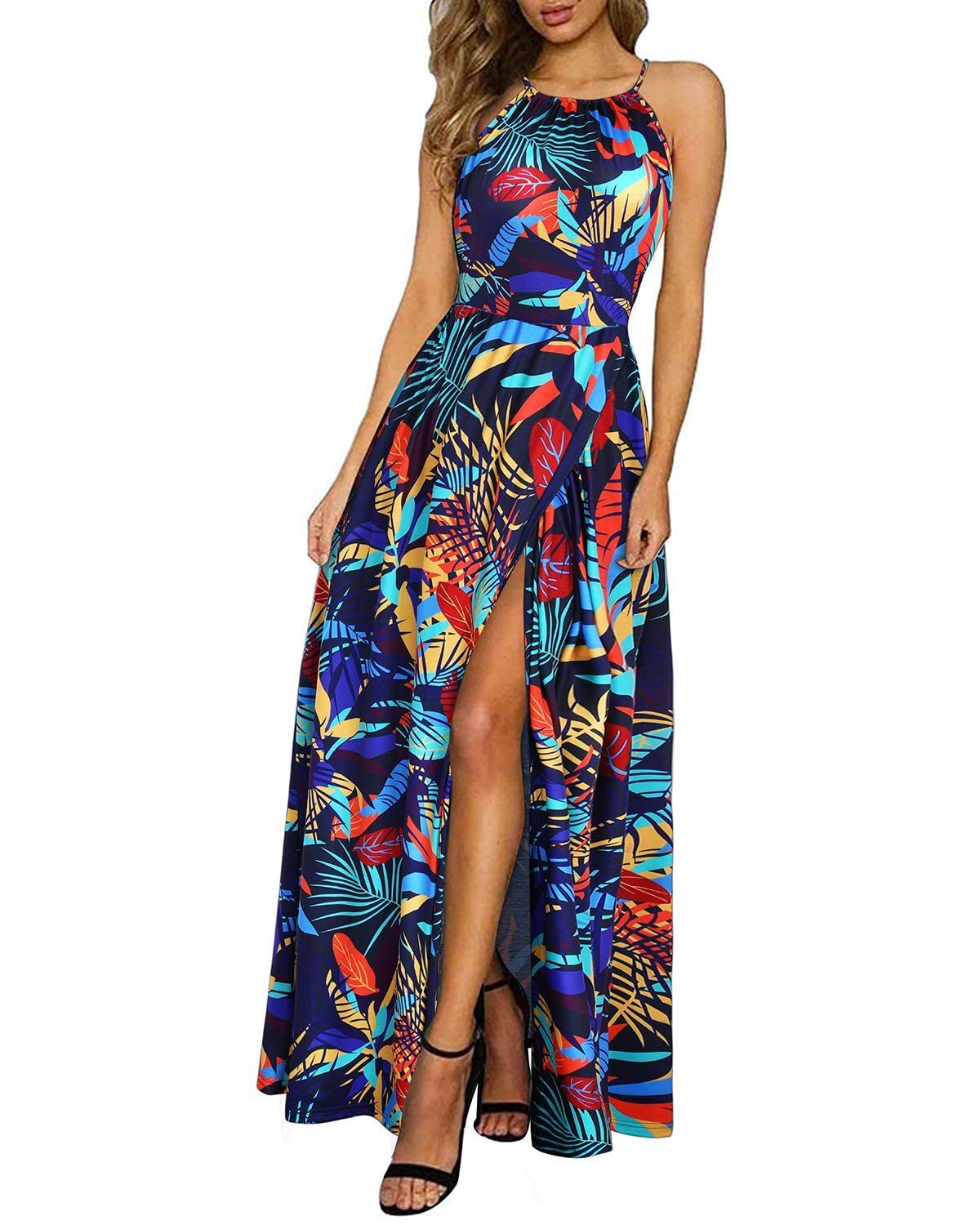 KILIG Women's Summer Floral Beach Flowy Split Maxi Long Dresses
