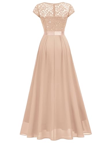 Miusol Women's V-Neck Sequined Floral Lace Formal Evening Maxi Dress