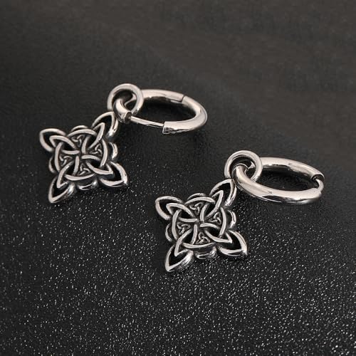 Witches Knot Earrings, Stainless Steel Dangle Earrings Celtic Knot Triquetra Trinity