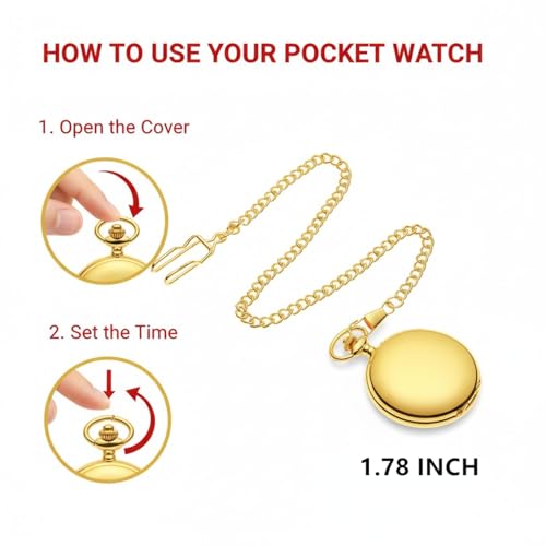 Smooth Vintage Pocket Watch with Chain
