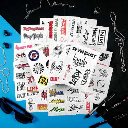 100Pcs Classic Rock Stickers — Rockabilly Guitar & Music Emblems