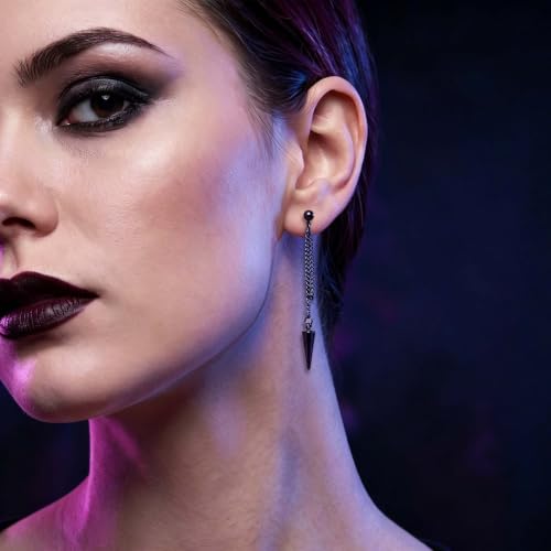 Gold Chain Earrings for Women Irregular Bar Spike Drop Dangle Earrings Long Threader Earring Dangly Tassel Earrings Stainless Steel Black Spike Steampunk Gothic Punk Earrings Jewelry
