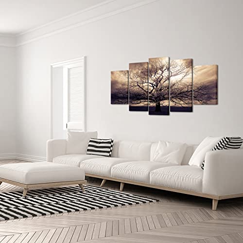 5-Piece Sepia Tree of Life Canvas Wall Art