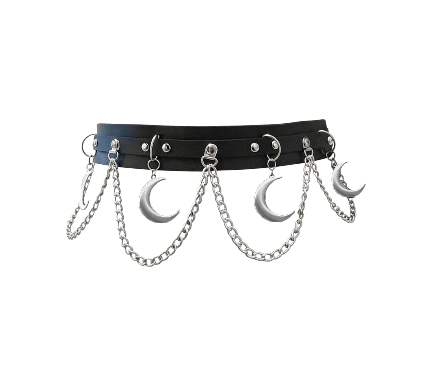 Gothic Moon Waist Chain Belt — Goth Rave Witch Accessory for Women (Halloween & Christmas)