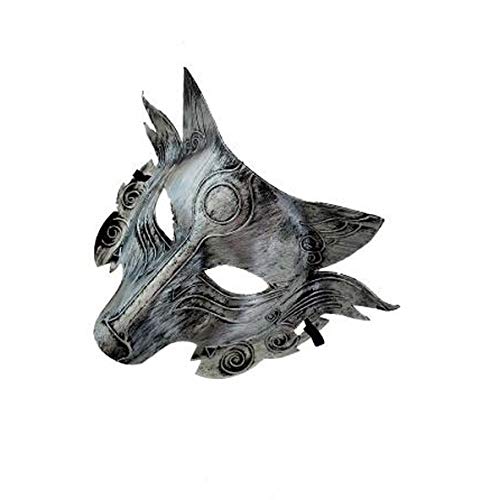 Halloween mask animal wolf head mask masquerade mask (Silver)-1Pieces