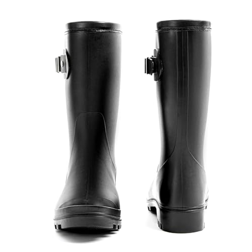 Women's Mid Calf Rain Boots Waterproof Fashion Shoes