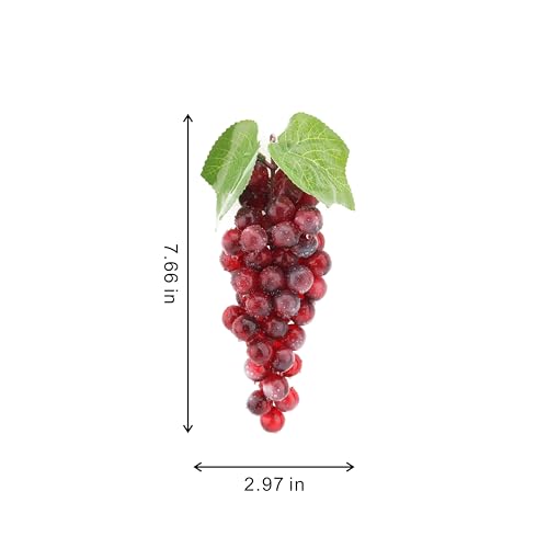 2PCS Red Rubber Grape Simulation Fruit Party Bar Cabinet Decoration Home Garden Wedding Decoration Fruit Photography Props Teaching Props Enlightenment (60 Grains)