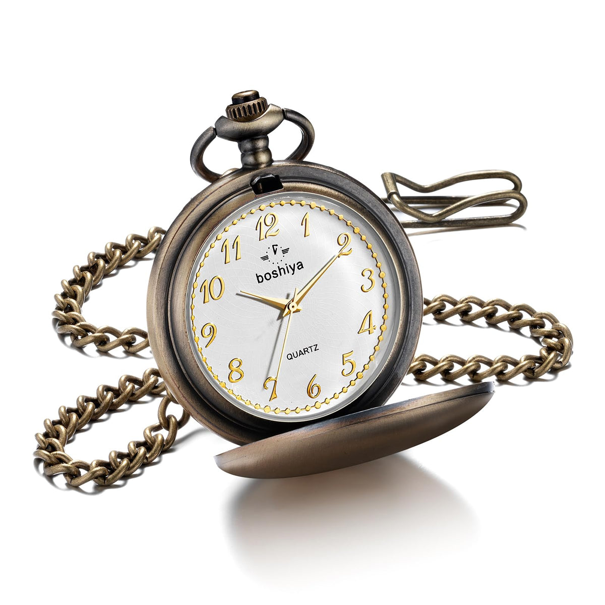Smooth Bronze Pocket Watches for Men Quartz Arabic Digital Dial, Class