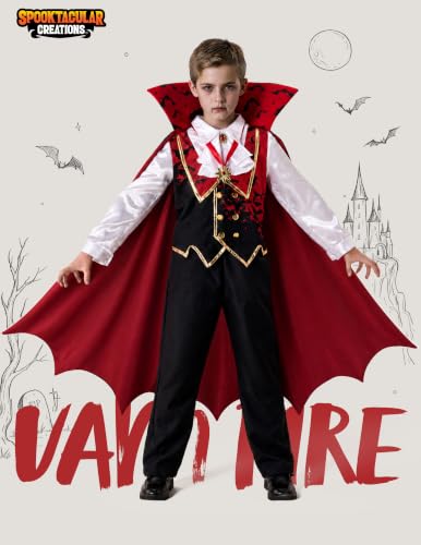 Spooktacular Creations Child Vampire Costume for Boy, Scary Halloween Red Vampire Costume for Kids Dress Up Secondary image