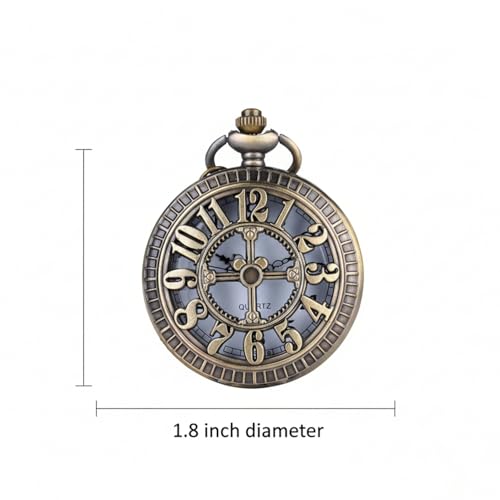 I-MART Retro Antique Bronze Pocket Watch with 31" Lobster Clasp Neckla