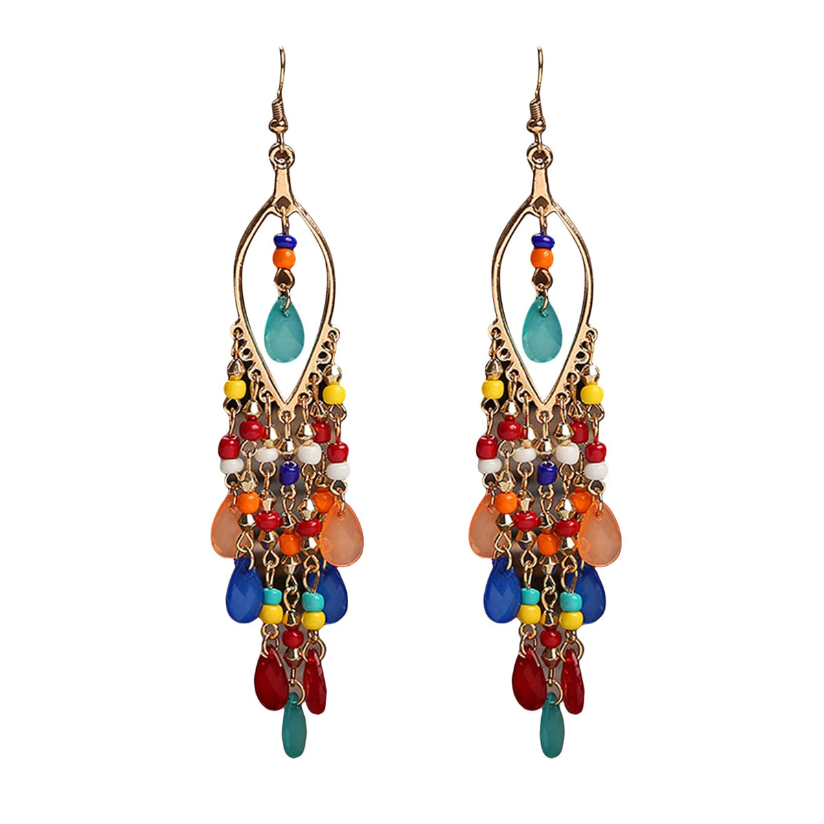Crystal Beaded Tassel Bridal Earrings