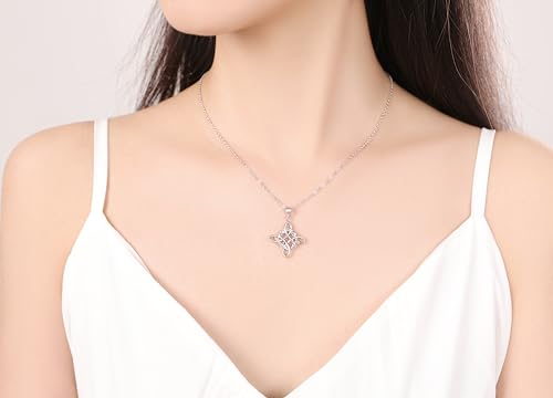 Witches Knot Necklace Nudo De Bruja Pendant Original Tetragrammaton Amuleto de Proteccion 925 Sterling Silver Wicca Moon Irish Celtic Jewelry for Women