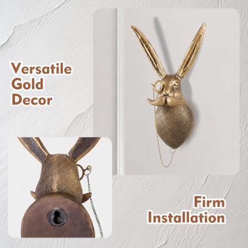 Gold Rabbit Animal Head Wall Sculpture