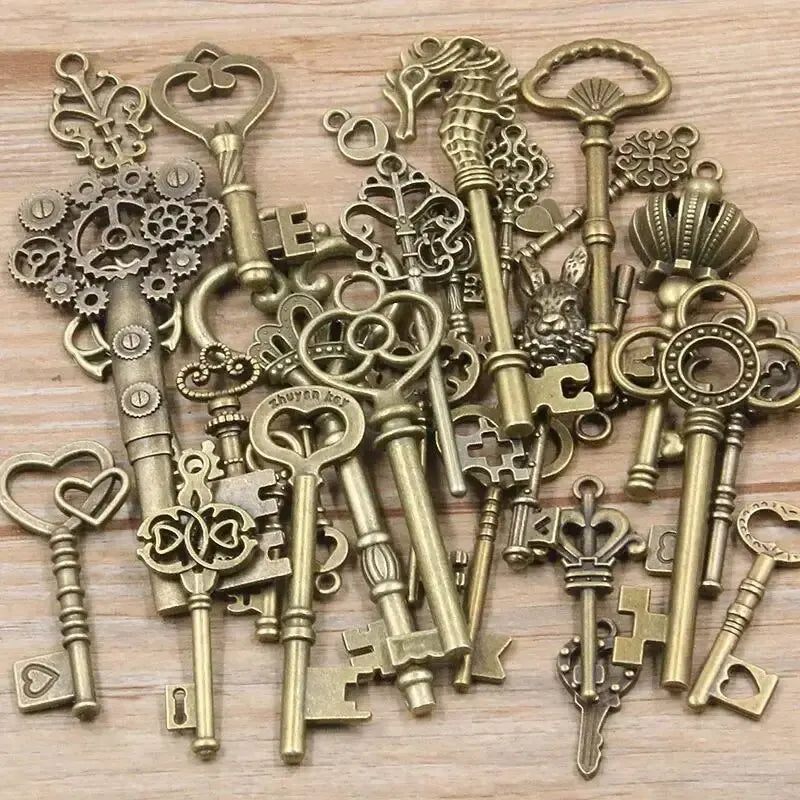 50 Pack Key Charms Steampunk DIY Craft