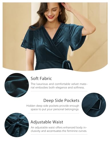 Women's Velvet Maxi Dress Boho V Neck Wrap Maternity Formal Dress