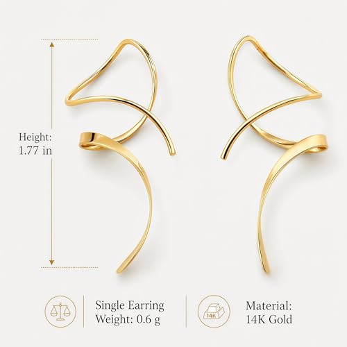 Hand-Bent Spiral Threader Dangle Earrings