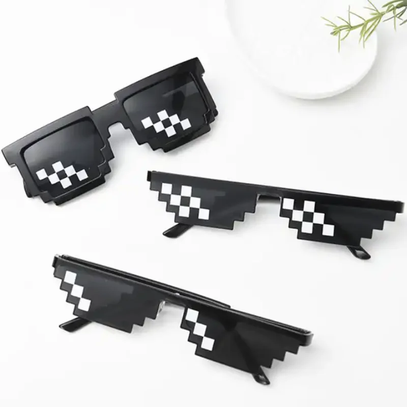 Pixelated Mosaic Party Sunglasses – Retro Novelty