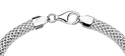 Miabella Italian 925 Sterling Silver 5mm Mesh Bracelet for Women