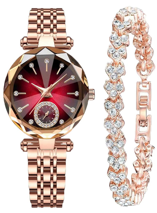 Women Watches with Bracelet Rose Gold for Lady Elegant Stainless Steel