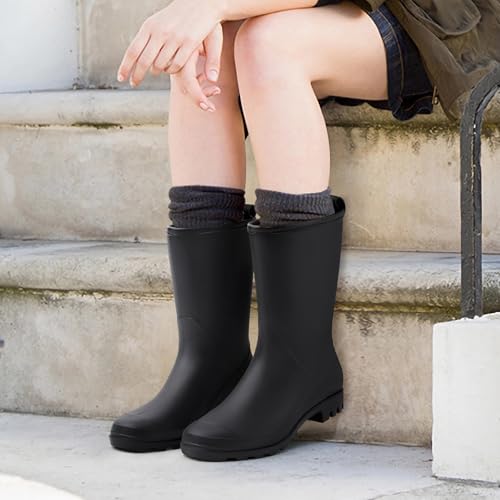 Women's Mid Calf Waterproof Rain Boots