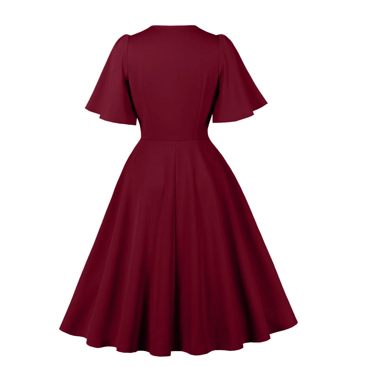 Vintage Swing Dress - V-Neck - 1950s Rockabilly Pin-Up Style