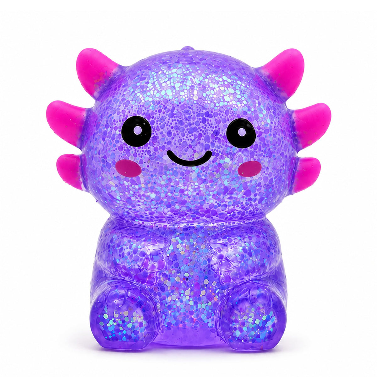 Axolotl Squishy Stress Relief Toy for Kids & Adults, Cute Glitter Sensory Fidget Toy, Soft Squeeze Toy for Anxiety Relief, Birthday Party Favor Gift (Purple)