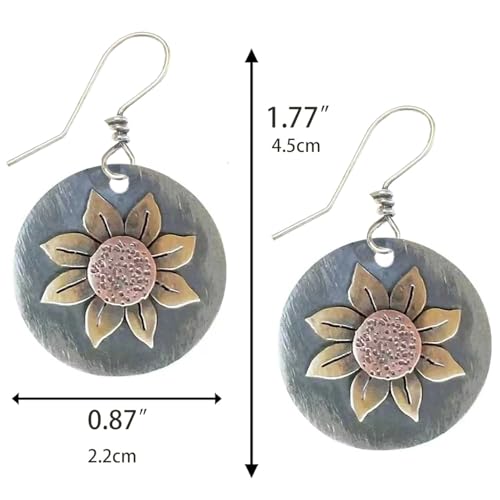 Gray Teardrop Flower Boho Dangle Earrings