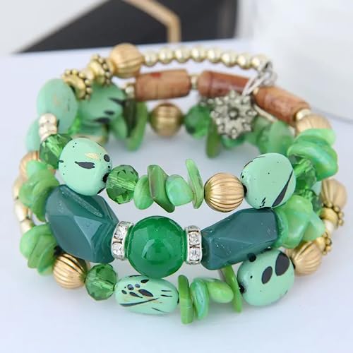 Women Beaded Bracelet Set | Colorful Boho Stackable Trendy Design with Crystal Accents Multilayer Bangle Bracelet | Fashion Stretch Braclets Jewelry for Women