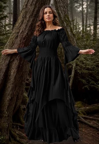 GOLDSTITCH Women's Victorian Dress Renaissance Medieval Costume Gothic Witch Dress for Women
