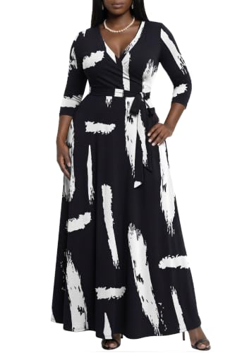 AOMONI Women's Maxi Dresses Summer Casual Wrap Tie Waist Long Dress