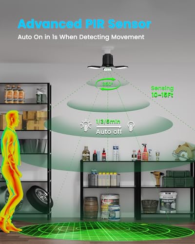 Motion Sensor Garage LED Light Bulb Indoor for Basement, Attic (1 Pack)