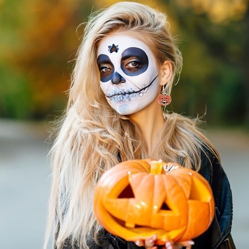 Halloween Earrings for Women Sparkly Rhinestone Pumpkin Dangle Earrings Jewelry Accessories for Halloween Costume Party