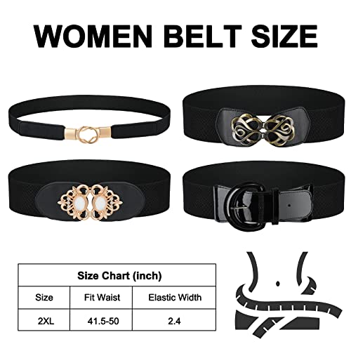 4 Pieces Plus Size Waist Belts For Women 2 Xl Wide Stretchy Elastic