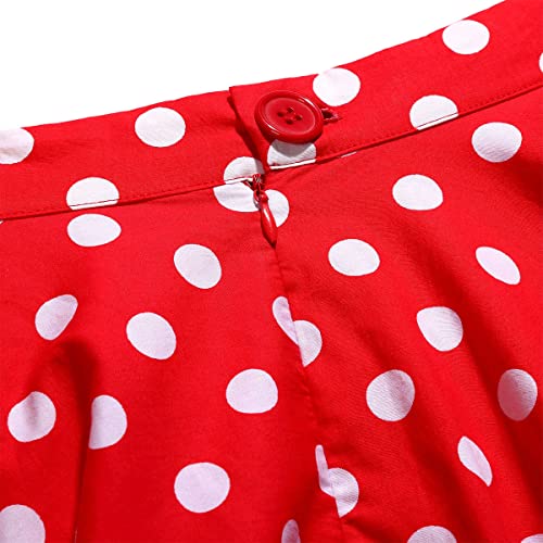 50s Vintage Polka Dot A-Line Pleated Midi Swing Skirt