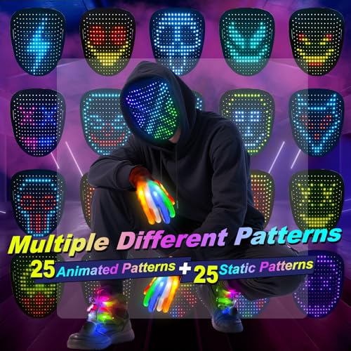 3 Set Halloween Gesture Sensing LED Mask Glow Skeleton Gloves & Shoelaces