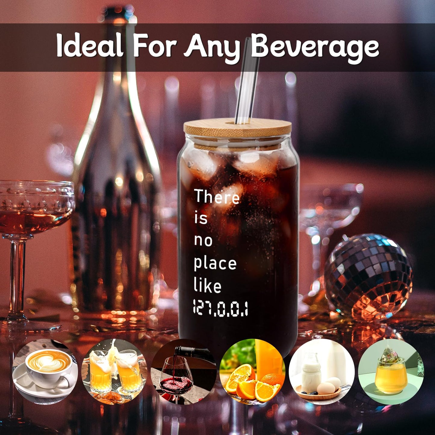 Funny There Is No Place Like 127.0.0.1 Cute Glass Cup Sftware Engineer Gifts
