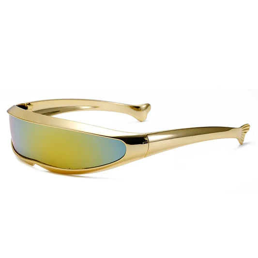 Futuristic Shield Sunglasses - Y2K Rave Goggles with Mirror Lens & UV400 Protection